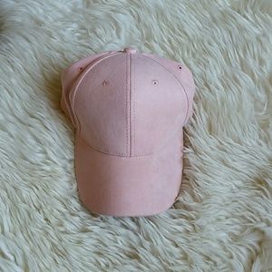 Pink faux suede baseball cap