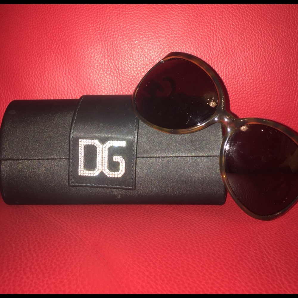 Dolce & Gabbana rhinestone DG in dark brown.
