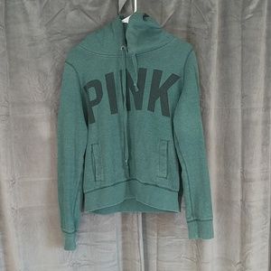 PINK green hooded sweatshirt
