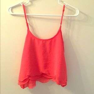 Coral scalloped crop top
