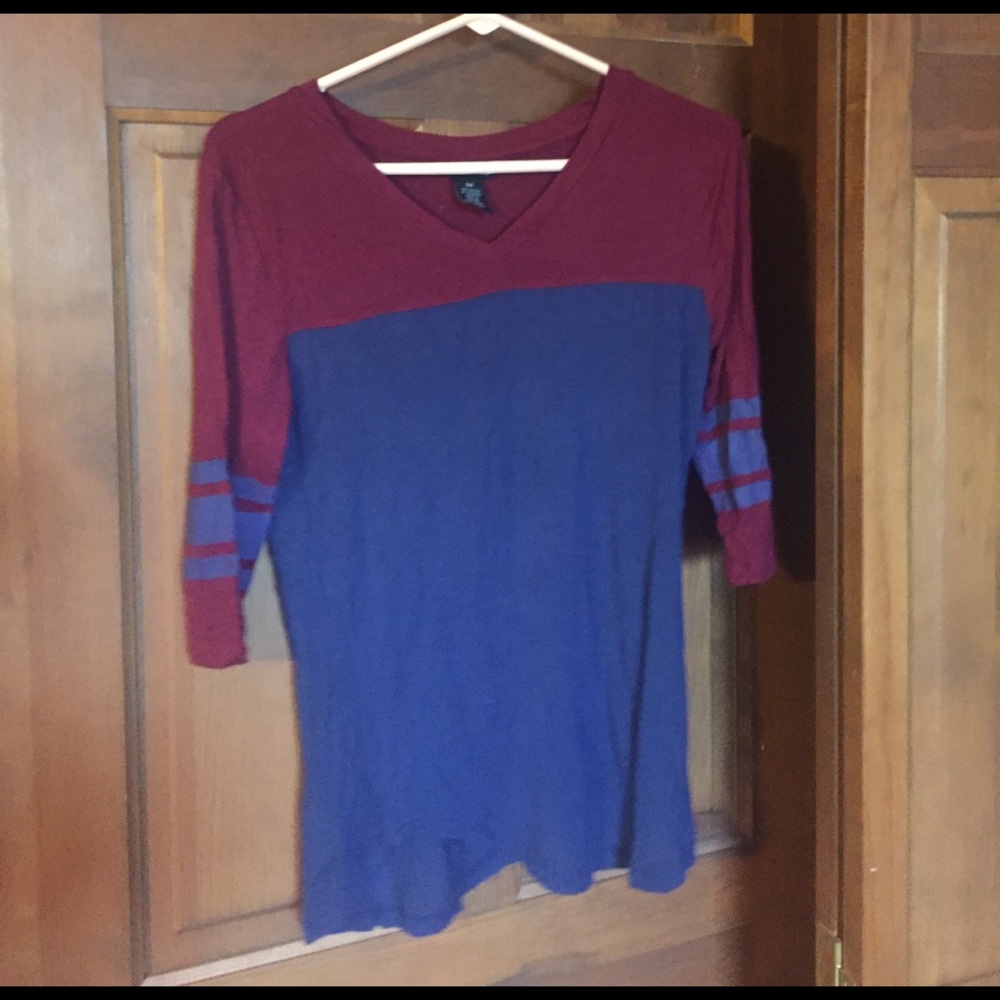 Blue and Red quarter sleeve top