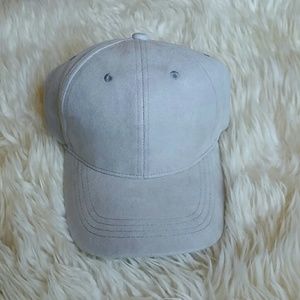 Grey faux suede baseball cap