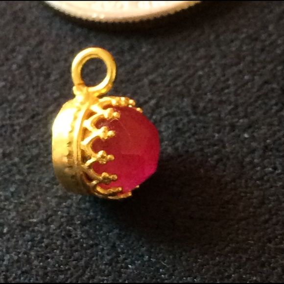 Natural birth stone pendant. Gold plated 925. - Picture 3 of 4
