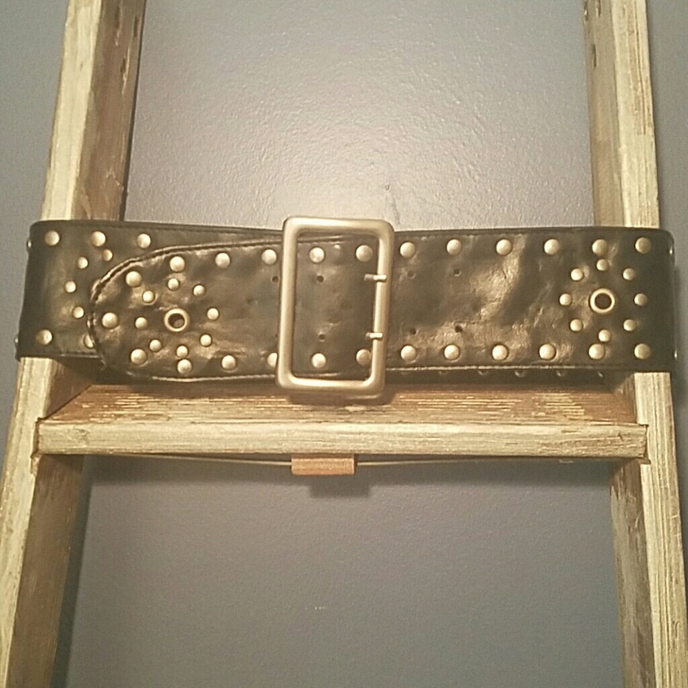 Black and Pewter studded 3 1/8" WIDE belt