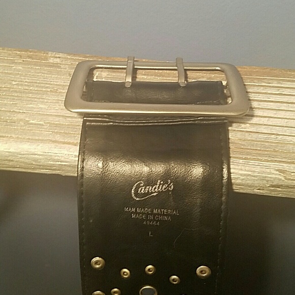 Black and Pewter studded 3 1/8" WIDE belt - Picture 3 of 4