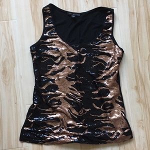 Gold and Black Sequined Tank Top