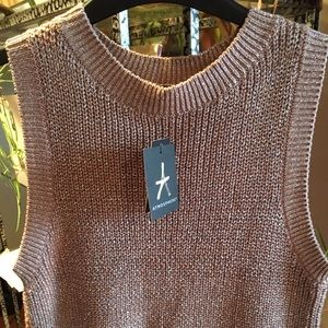 Women's sleeveless gold sweater