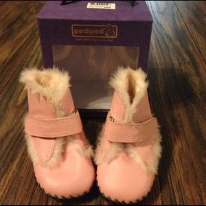 Pink leather pediped baby girls boots