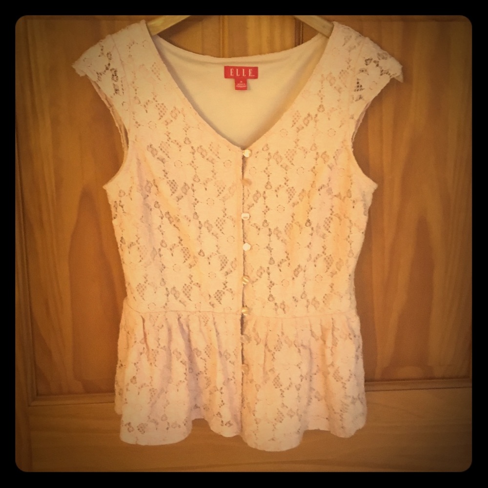 Lacy light pink peplum top