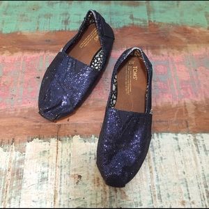 Toms Navy Glitter Shoes, size 7.