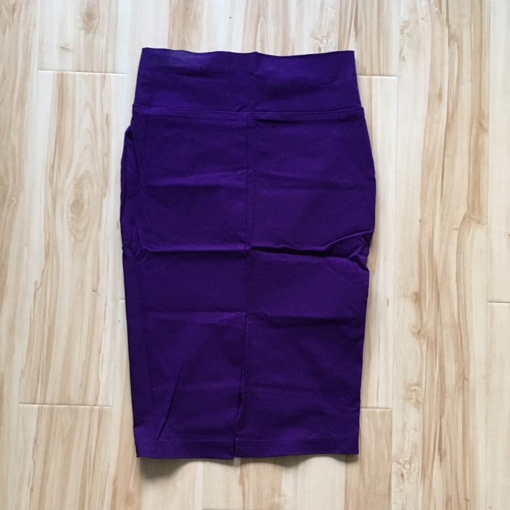 Bold Purple Midi Skirt with Slit in the Back