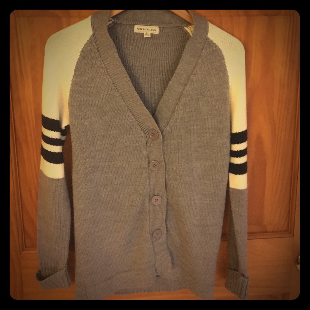 Poof Excellence button up cardigan sweater.