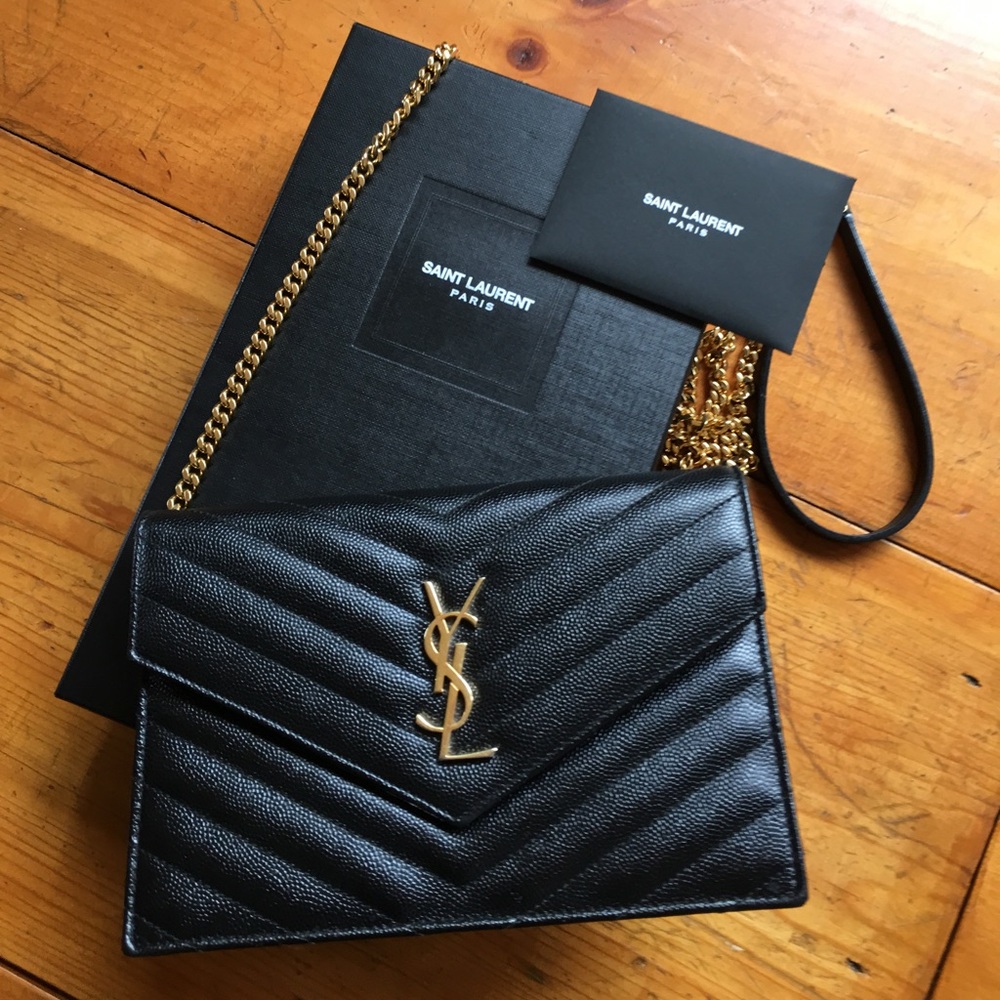 YSL Monogram Envelope Chain Wallet Bag