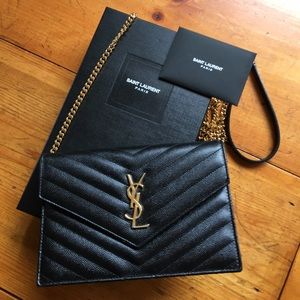 monogram envelope chain wallet ysl