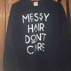 Messy Hair Don't Care Black Top