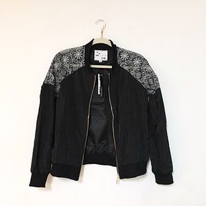 Mesh lace bomber jacket