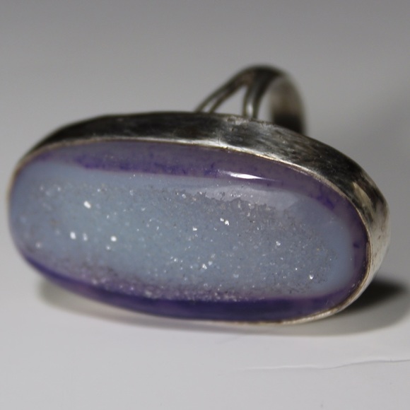 Sterling Silver purple geode ring OOAK - Picture 4 of 8