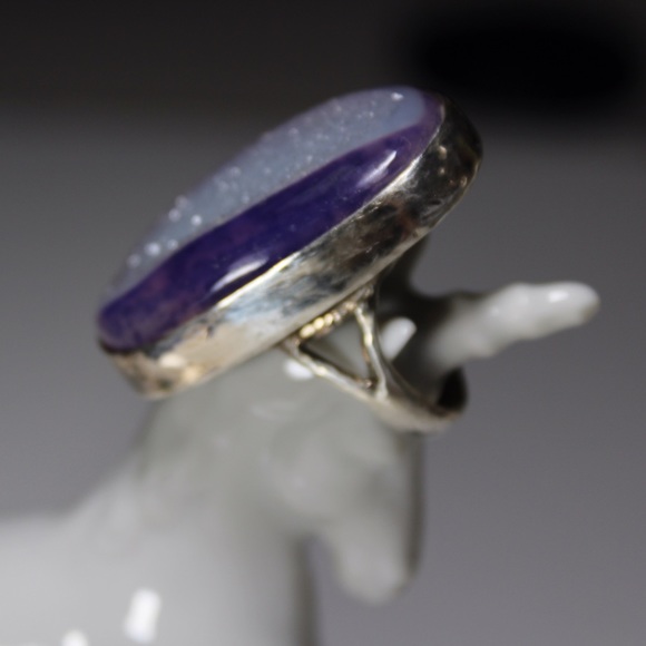 Sterling Silver purple geode ring OOAK - Picture 5 of 8