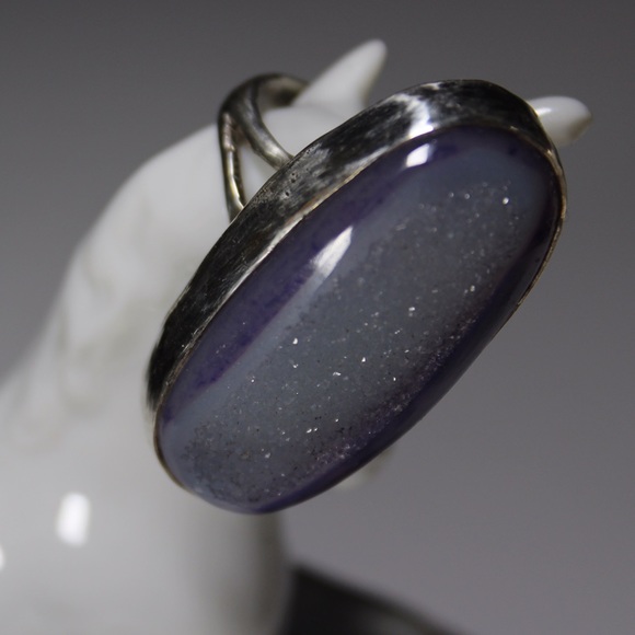 Sterling Silver purple geode ring OOAK - Picture 8 of 8