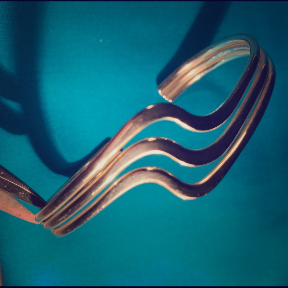 Sterling Silver, 925 Stamped, Bracelet Cuff, Waves