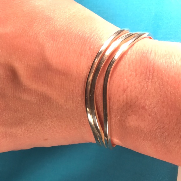 Sterling Silver, 925 Stamped, Bracelet Cuff, Waves - Picture 2 of 4