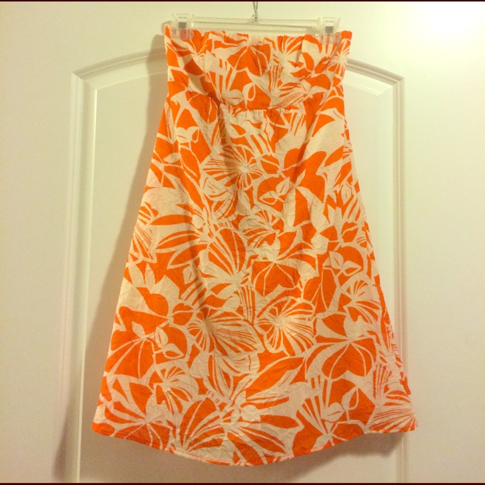 American Eagle tropical strapless dress