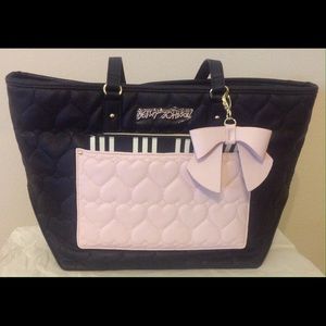 BETSEY JOHNSON QUILTED HEARTS TOTE WITH POUCH