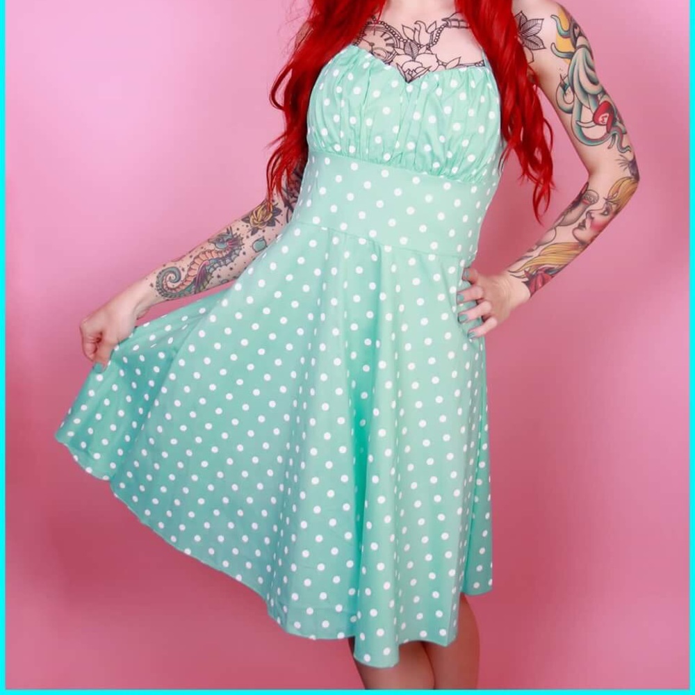 Teal halter pinup dress