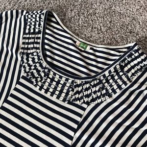 Anthropologie Navy + White Top w/ Dolman Sleeve XL