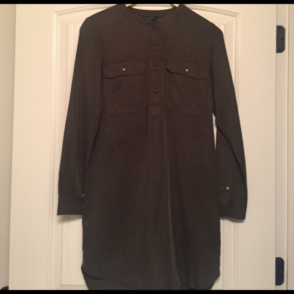 BR ivory long sleeve "shirt" dress