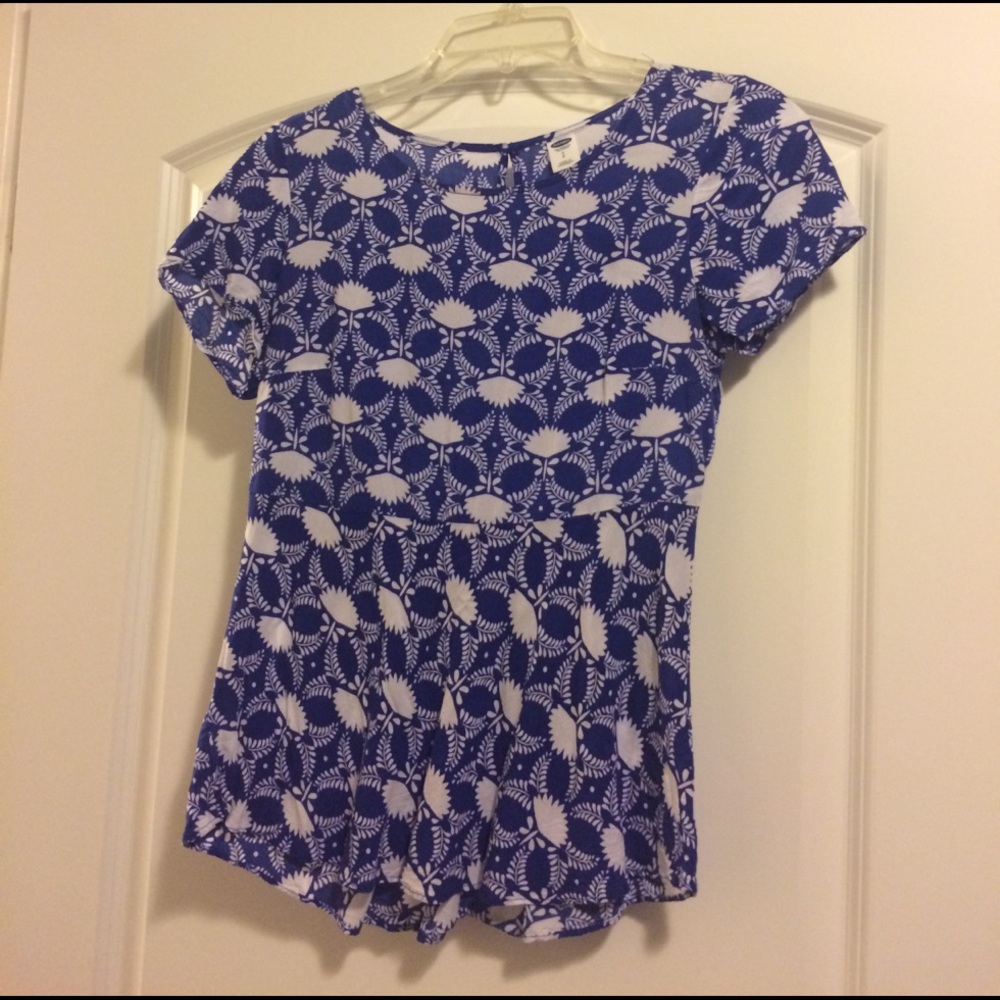 Peplum cobalt floral print top