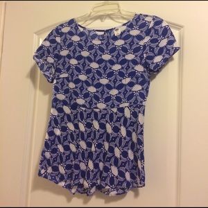 Peplum cobalt floral print top