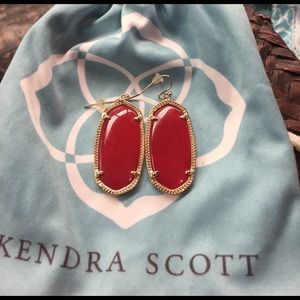Kendra Scott earrings - red with gold accents