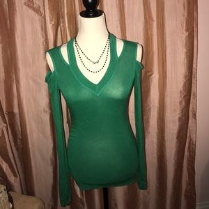 Bailey 44 green cold shoulder shirt, size XS