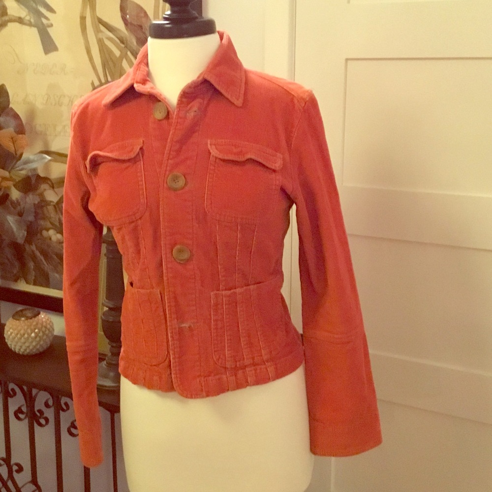 Muted orange Anthropology corduroy jacket