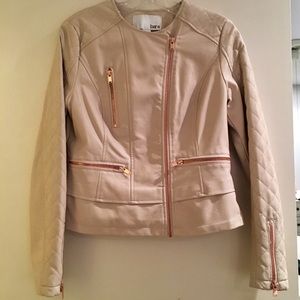 Light Pink Faux Leather Jacket w/ Rose Gold