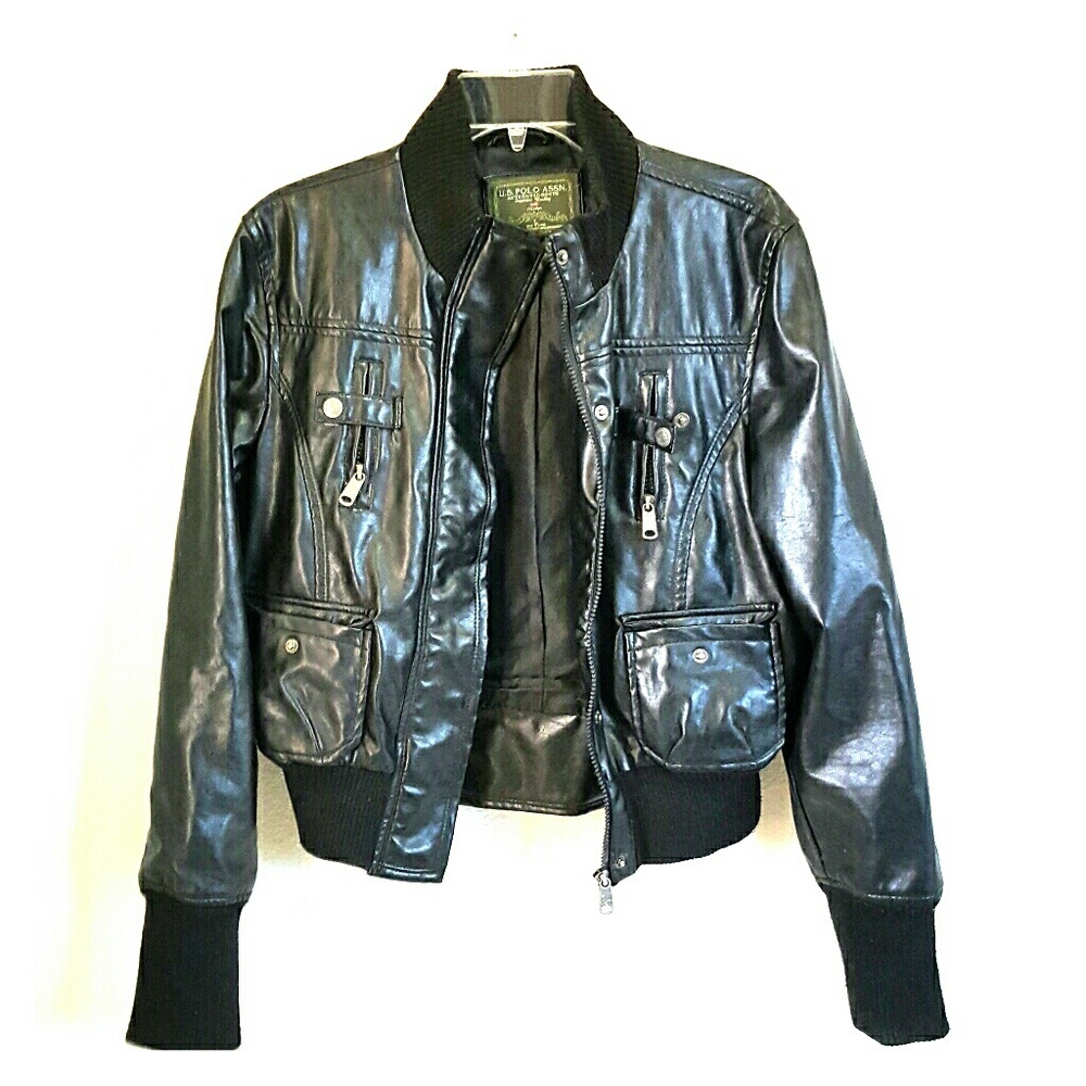 U.S. Polo Assn. black, vegan leather jacket