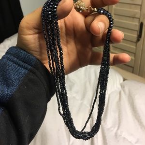 Navy blue beaded necklace 😲