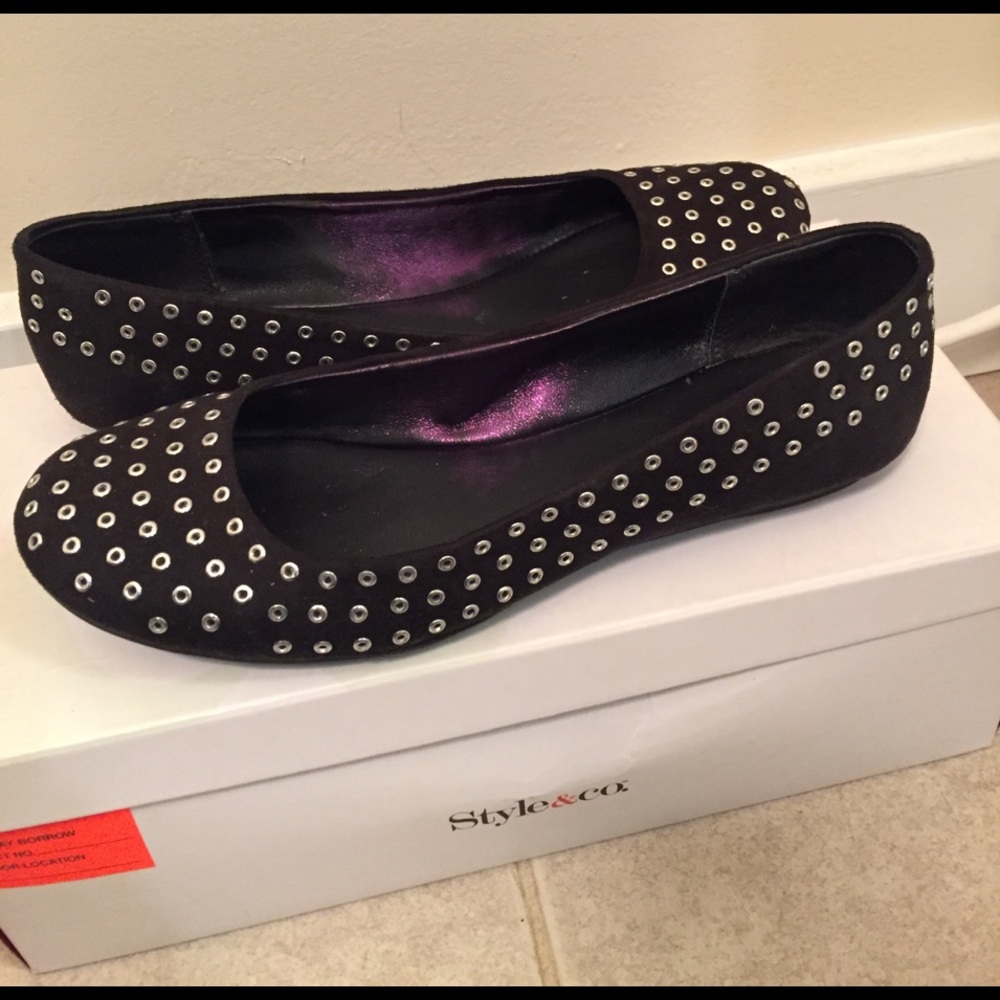 Style & Co Beau Black Suede Ballet Flats