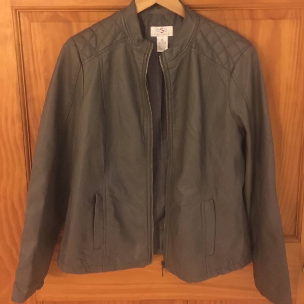 Gray faux leather jacket