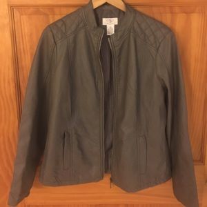 Gray faux leather jacket