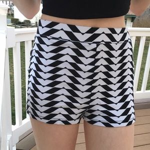 Black & White Fabric Shorts