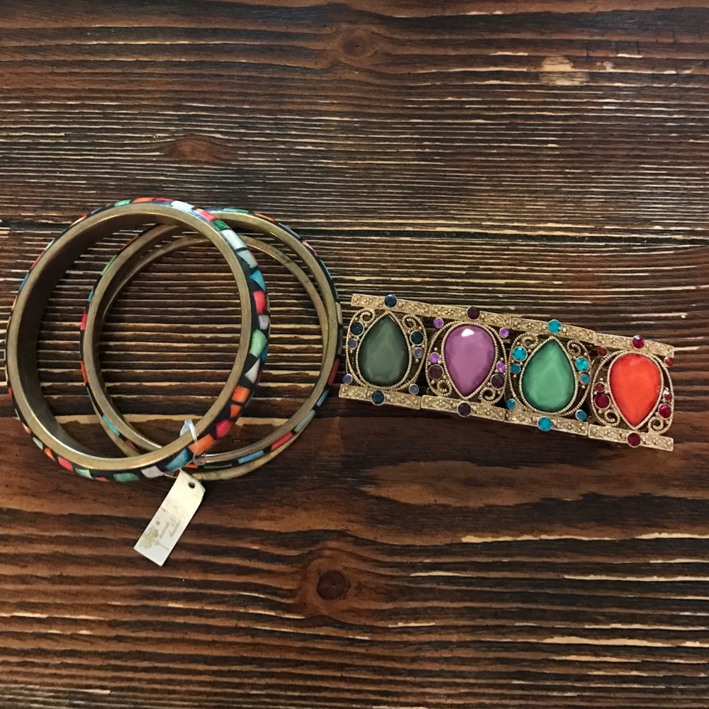 Colorful Bangle and Cuff Bracelet Bundle