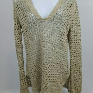 Michael Kors Crochet Longsleeve Top Tan