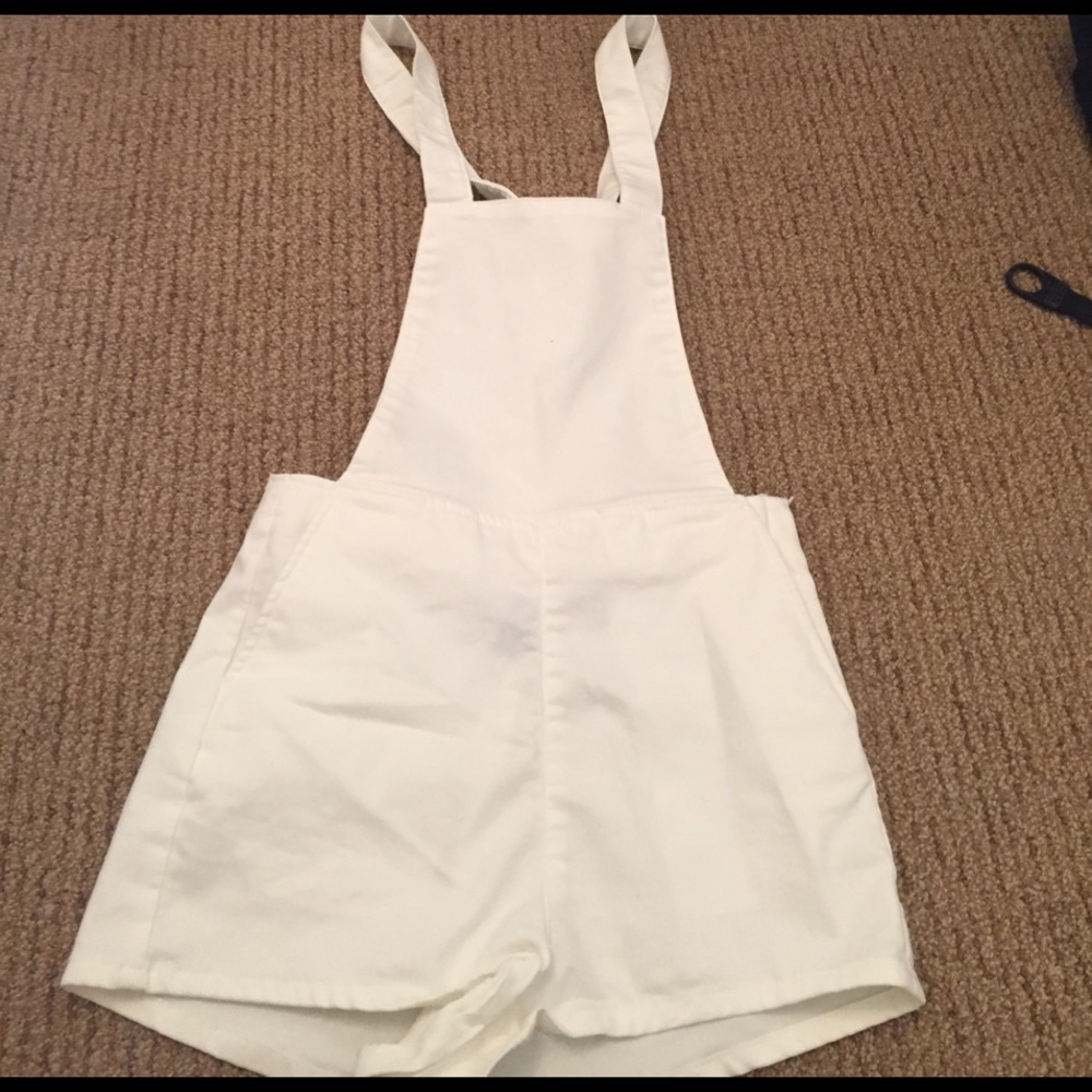White canvas overalls