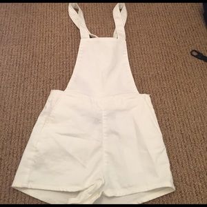 White canvas overalls