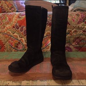 Tall UGG Boots, Size 7, Black Suede Leather.