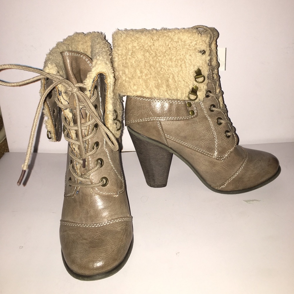 Tan Heeled Booties