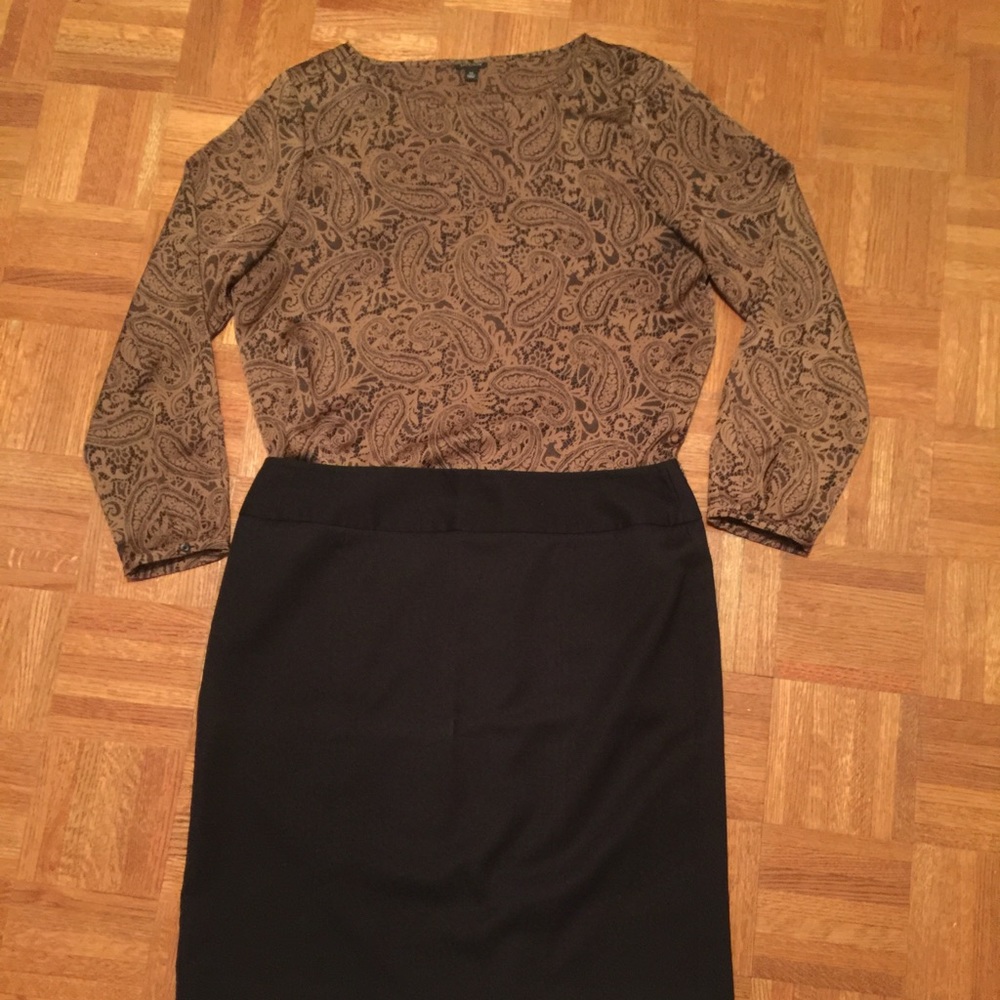 Ann Taylor Black/Brown paisley blouse XL