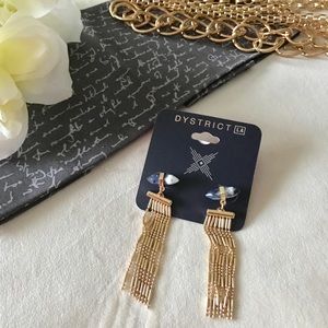 •Naturally Fringed in Gold• Tassel Earrings